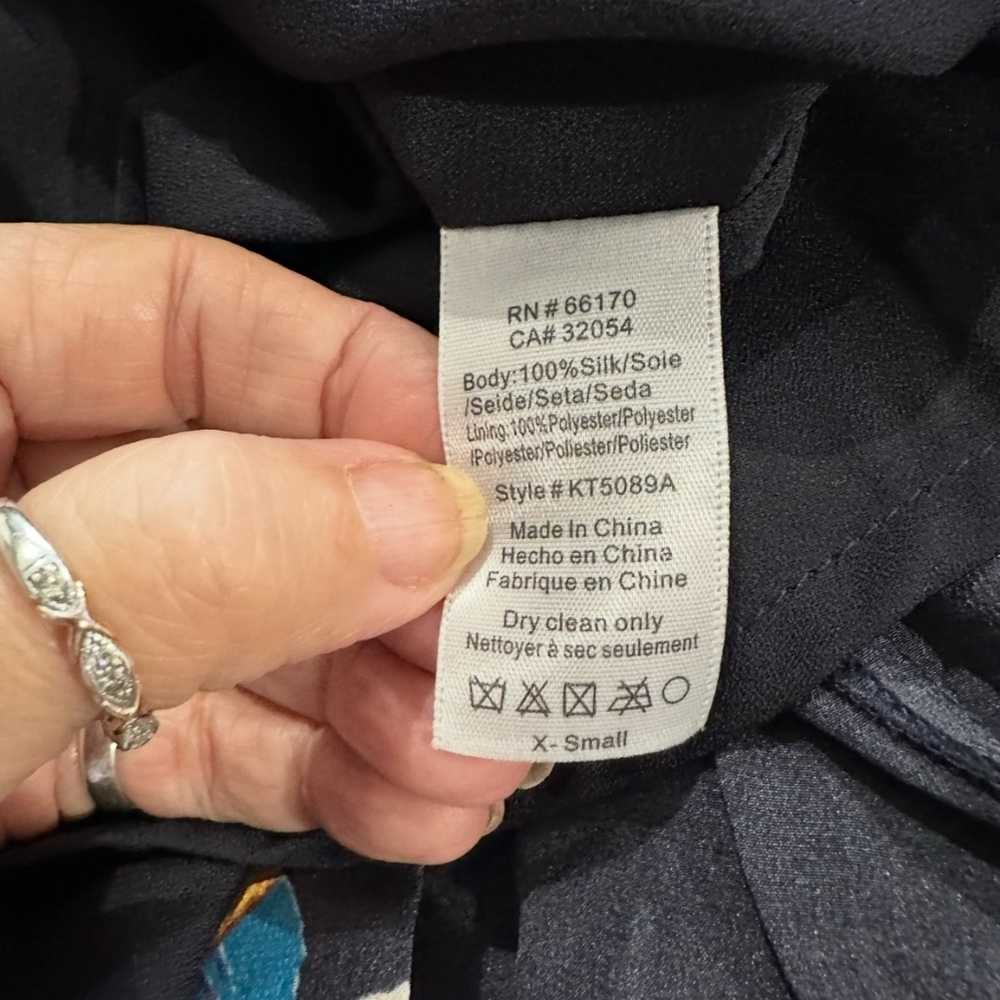 Anthropologie Maeve Blue Tallie Open  Shoulder Silk Blouse xs - Picture 8 of 9